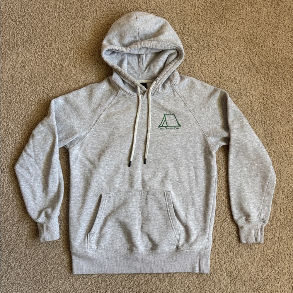 North Face Women’s Size S Sweatshirt Hoodie, camping design, grey